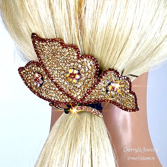Prom Pageant Bridal Accessories - RARE  Gorgeous Swarovski Butterfly Hair Barrette